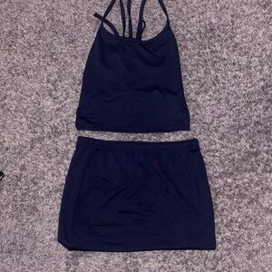 SHEIN Dark Blue Halter Top and Skirt Set